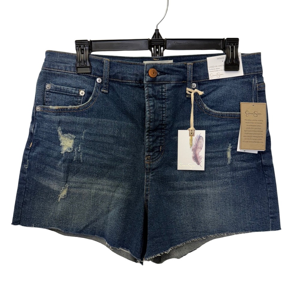 NWT Jessica Simpson Infinite High Waist Denim‎ Shorts Size 30 Distressed Cut-Off